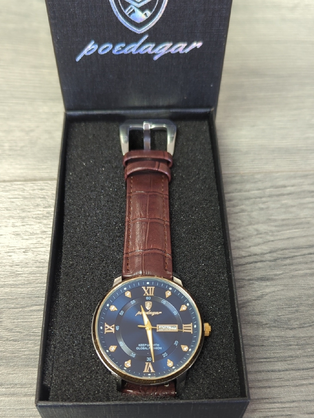 Poedagar Men's Wrist Watch Real Leather Strap